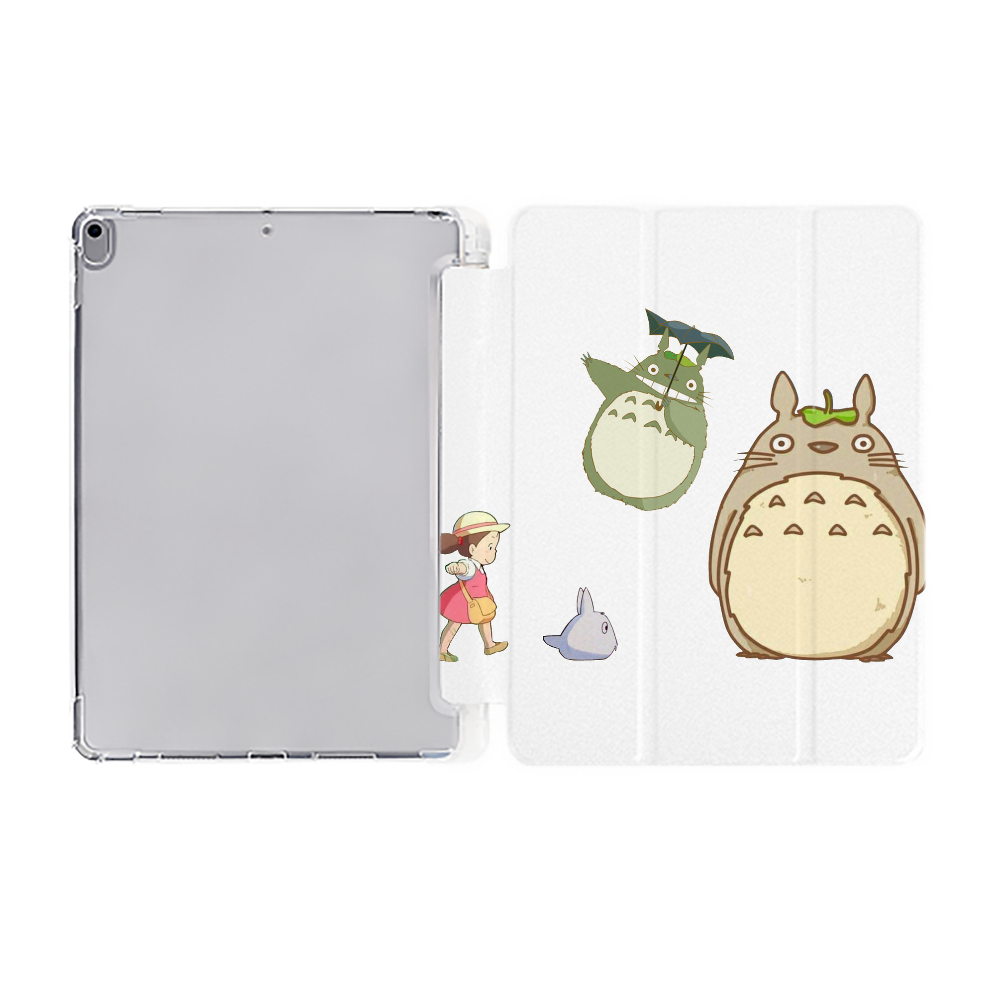 （画像用） となりのトトロ 草壁メイ 草壁サツキ My Neighbor Totoro Satsuki Kusakabe Mei Kusakabe IPad ケース ペン収納付き 三つ折りスタンド PUレザー×シリコン 対応機種9.5/10.5/10.9インチ